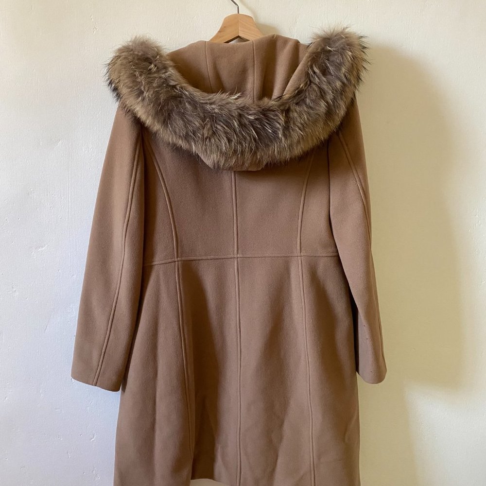 Andrew Marc New York Wool Coat Fur-lined Hood - Picture 4 of 5